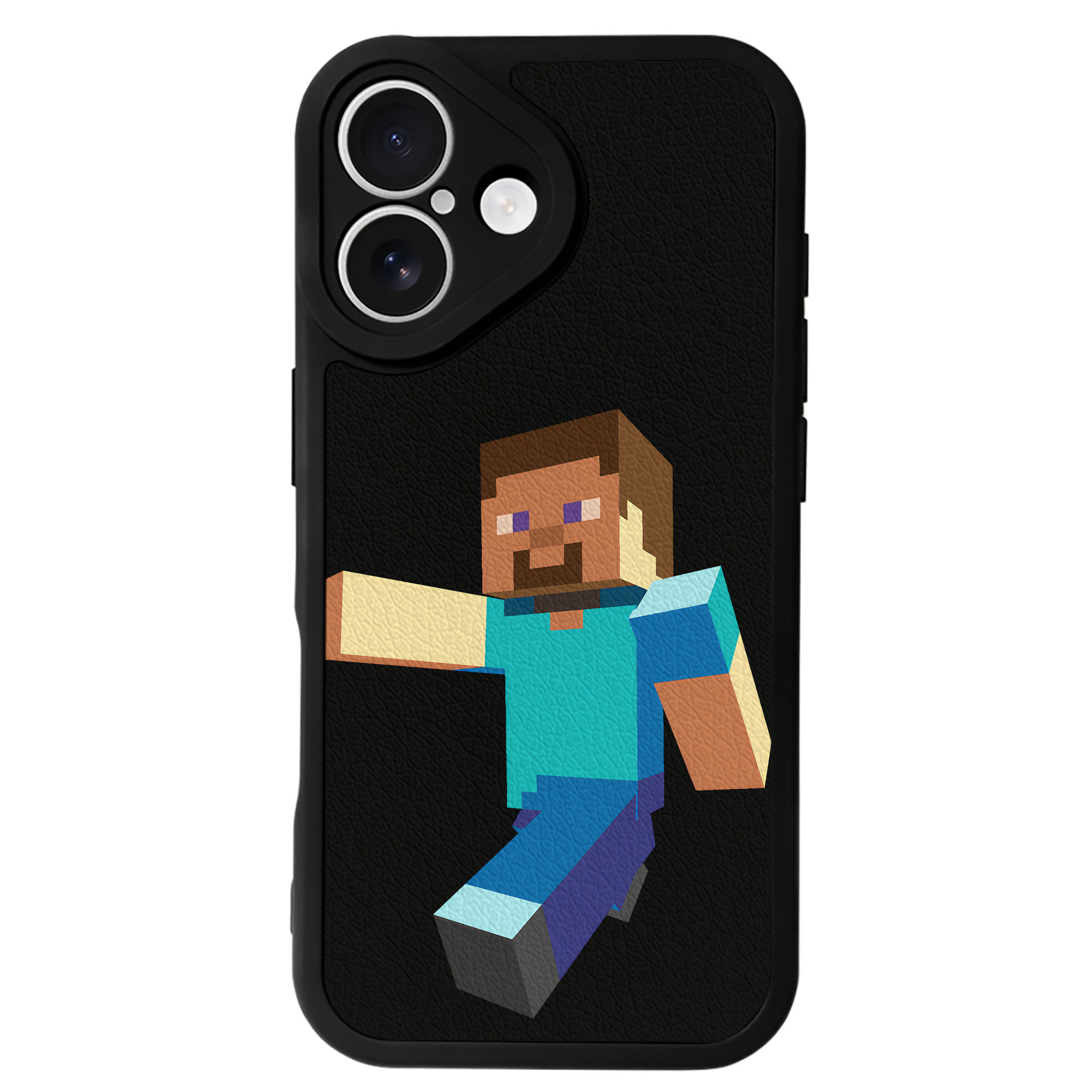 （画像用） マインクラフト ブロックの世界 Minecraft MC Block world 【iPhone 16シリーズ対応】シリコンスマホケース（レザー調） 材質：シリコン